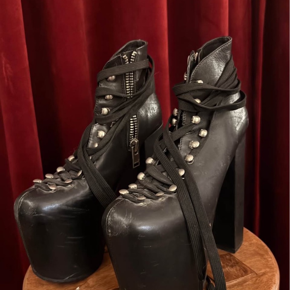 UNIF Black Hellbound Lace-Up Boots